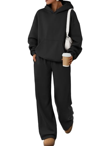 Trendy Queen 2 Piece Lounge Sweat Sets Oversized Sweatshirts & Wide Leg Pants