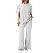 Trendy Queen Women's 2 Piece Matching Lounge Sets Long Sleeve Henley Neck Slightly Crop Top Wide ...