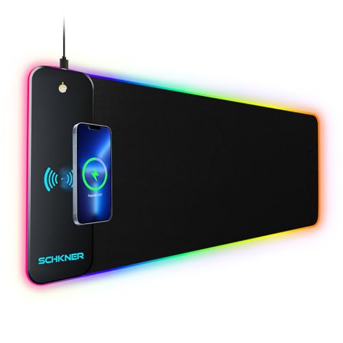 Schkner RGB Gaming Mouse Pad with Wireless Charging 15W