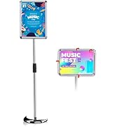 Standing Sign Holder 8.5 x 11 Inch, Heavy Duty Pedestal Poster Sign Stand with Snap-Open Frame fo...