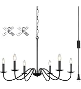 LASENCHOO 8 Lights Plug in Chandelier, Hanging Lights with Plug in Cord 16.4ft & Switch, Plug in ...