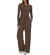 Darong Women's 2 Piece Lounge Sets 2026 Long Sleeve Tops and Wide Leg Pants Set Matching Travel A...