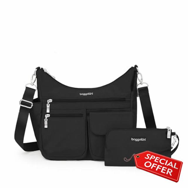 Baggallini Modern Everywhere Crossbody Bag for Women 11x9x4.5 Rfid Hobo Bag