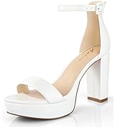 Ankis Chunky Platform Heels - 4 Inch Block Heeled Sandals for Women - Comfortable Open Toe Strapp...
