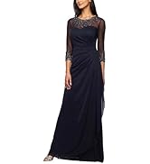 Alex Evenings Womens Long Embroidered Mother of The Bride Dress with Sweetheart Neckline and Flut...