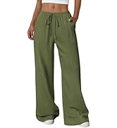 PRETTYGARDEN Womens Palazzo Pants Summer Fashion 2026 High Waisted Wide Leg Drawstring Flowy Beac...