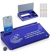 TOWON Glass Desk Whiteboard with Wireless Charger, Desktop Dry Erase Board with Storage & Phone S...