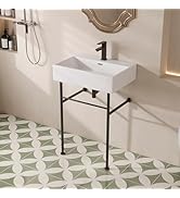 DeerValley 24"x17" Console Bathroom Sink, Free Standing 30 Inch Stainless Steel Support Pedestal ...