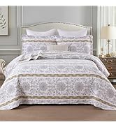Homzard Queen Comforter Set for Bed Floral Quilt Queen size-100% Cotton Yellow,Green,sage Bedspre...