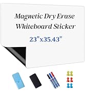TJJINI Magnetic Whiteboard Contact Paper Adhesive 17.52" x 39.37", Dry Erase White Board for Wall...