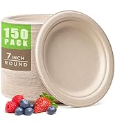 Gezond 100% Compostable Plates, Paper Plates 10 Inch 125 Pack Disposable Heavy-duty Plate Biodegr...