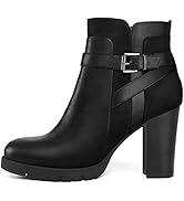 mysoft Women's Booties with Heel, Chunky Stacked Heel Zipper Ankle Boots for Ladies