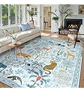 OJIA Animal Print Washable Area Rug 5x7, Soft Nursery Rugs for Living Room Ultra-Thin Non-Sheddin...