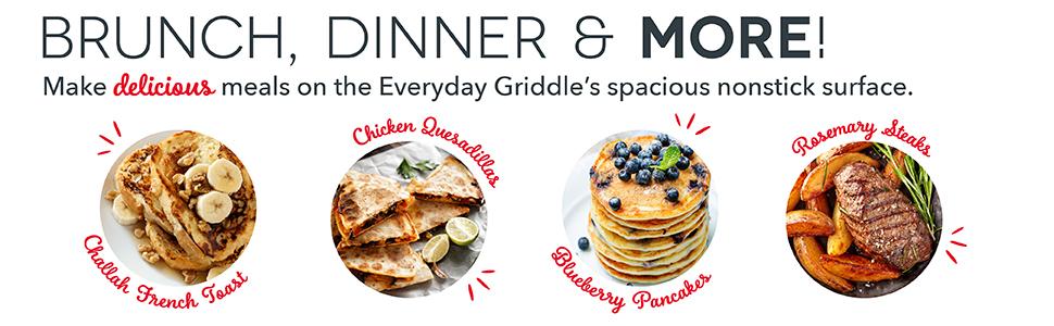 Griddle, Electric Griddle, Removable Plates, Breakfast, Eggs, Pancakes, Burgers, Steak, Dinner