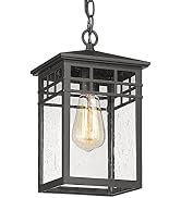Diyel Outdoor Light Fixture Wall Mount, Black Exterior Light Fixture Wall Sconces with Seeded Gla...