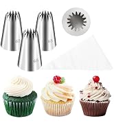 FANTEXY 7-Pieces Piping Tips and Bag Set, Cake Decorating Kit with a Reusable Pastry Bag, 5 Pipin...