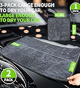 Wontolf 3-Pack Car Drying Towels Extra Large with Storage Bag, Microfiber Towels for Cars and Tru...