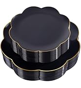 supernal 60pcs White and Gold Plastic Plates Heavy Duty Elegant Scalloped Disposable Plates Inclu...