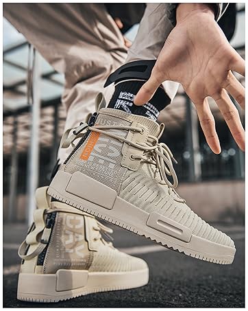 RUNMAXX Mens Fashion Walking Lace Up High Top Shoes Stylish Running Athletic Casual Sneaker