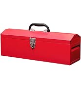 TCE ATB101U-1 Torin Portable Steel Tool Box: 19" Hip Roof Style with Metal Latch Closure and Remo...
