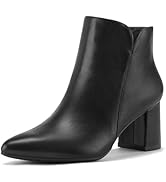 mysoft Women's Ankle Boots Low Chunky Heel Round Toe Casual Comfortable Short Booties with Side Z...