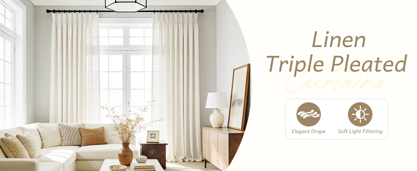Birch Pleated Linen Curtains