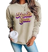 SELINK Womens Mardi Gras Sweatshirt Oversized Crewneck Sequin Long Sleeve Casual Pullover Tops