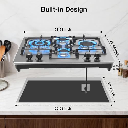 NG/LPG Convertible Stainless Steel Stovetop with Thermocouple Protection Easy to Clea
