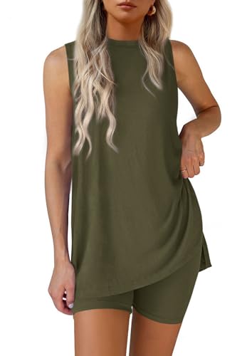 PRETTYGARDEN 2 Piece Sets for Women 2026 Summer Matching Lounge Shorts Set Resort Airport Travel Loungewear Outfits Clothing