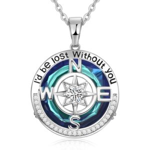 Compass Necklaces for Womens Jewelry for Wife Birthday Gift Ideas Wedding Anniversary Birthday Gifts for Wife Sapphire Jewelry for Women