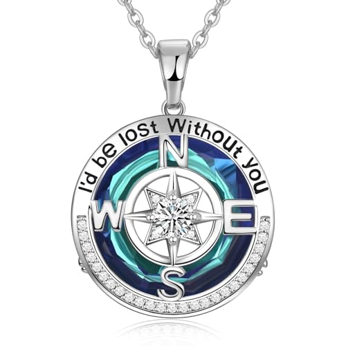 Compass Necklaces for Womens Jewelry for Wife Birthday Gift Ideas Wedding Anniversary Birthday Gifts for Wife Sapphire Jewelry for Women