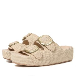 Platform Sandals For Women Espadrilles Open Toe Flatform Raffia Sandals Slip On Slide Sandals Casual Woven Sandals Summer Beach Sandals