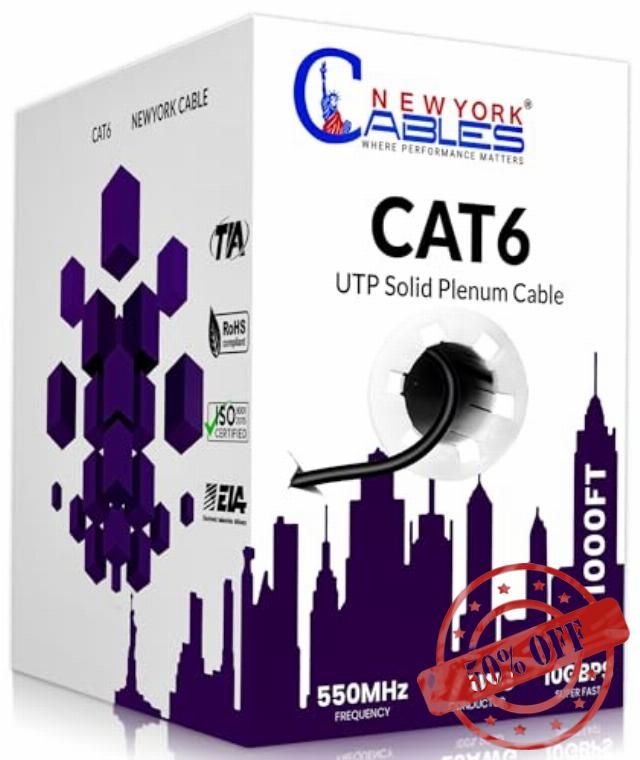 NewYork Cables | CAT6 Plenum Cable 1000ft | 23AWG