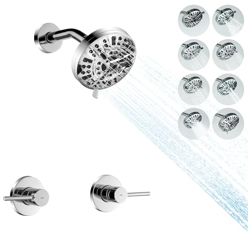 Two Handles Bathroom Shower Faucet Trim Kit with Brass Rough-in Valve