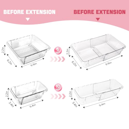 2 Sizes Adjustable Plastic Junk Drawer Dividers
