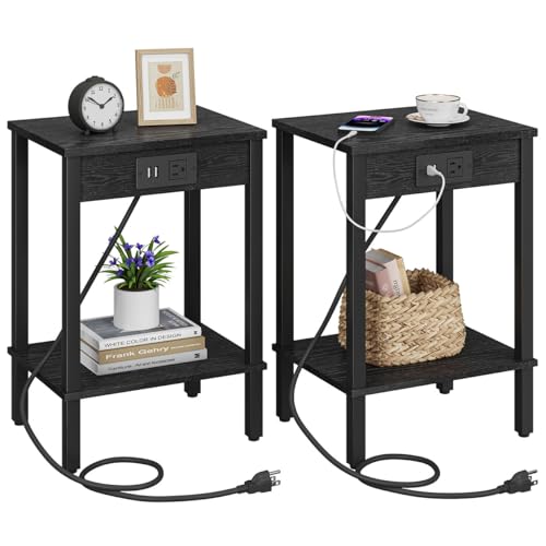 Set of 2 End Tables with USB Port and Outlets