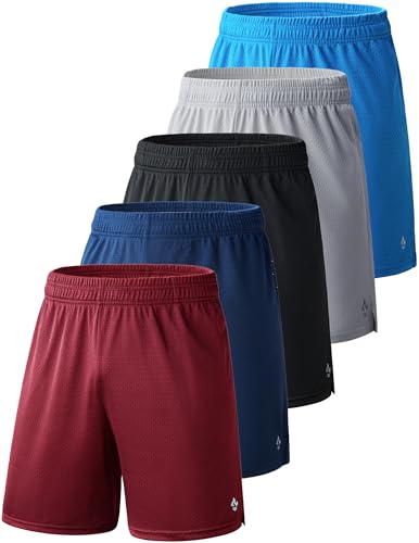 Liberty Pro 5 Pack Boys Athletic Shorts Mesh Basketball Shorts with Pockets