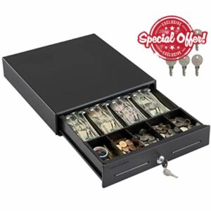 Volcora 13" Electronic Cash Register Drawer for Point of Sale (POS) System with 4 Bill 5 Coin Cash Tray