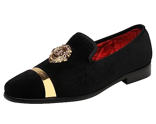 ELANROMAN Men's Velvet Loafers Dress Fashion Wedding Party Prom Shoes