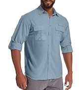 Toumett Men's Sun Protection Fishing Shirts Long Sleeve Safari Shirts UPF 50 UV Quick Dry Cooling...