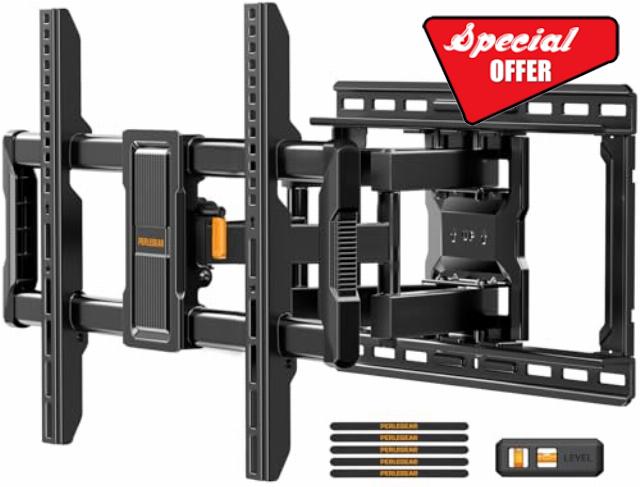 Perlegear UL-Listed Full Motion TV Wall Mount for 42–97 Inch Flat Curved TVs up to 132 lbs