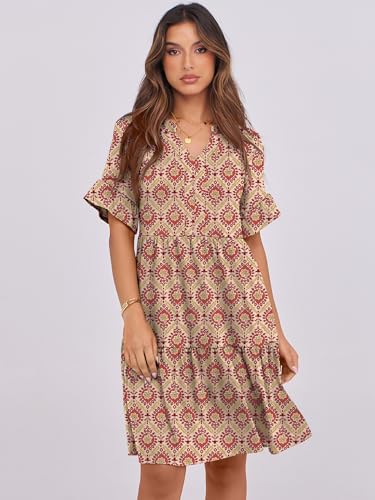 V-Neck Ruffle Sleeve Tiered Mini Dress