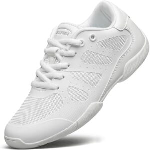 BAXINIER Girls Cheer Shoes White Cheerleading Dance Sneakers Kids Athletic Training Tennis Youth Competition Shoes