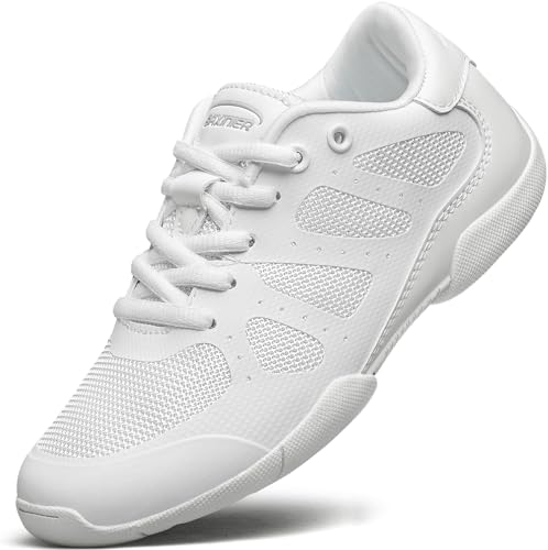 BAXINIER Girls Cheer Shoes White Cheerleading Dance Sneakers Kids Athletic Training Tennis Youth Competition Shoes