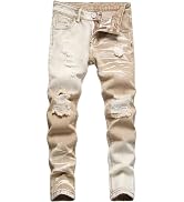 Anbreuinron Boy's Skinny Fit Comfy Jeans Ripped Destroyed Distressed Stylish Slim Washed Denim Je...