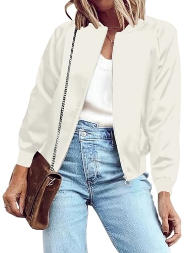 Zeagoo Women's Bomber Jacket Lightweight Zip Up Jacket Casual Striped Jacket Coat Outerwear Windbreaker with Pockets