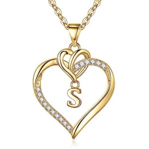 STORUP Heart Initial Necklaces for Women Girls