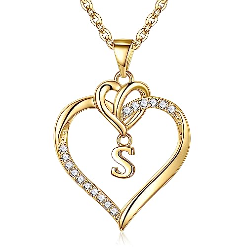 STORUP Heart Initial Necklaces for Women Girls
