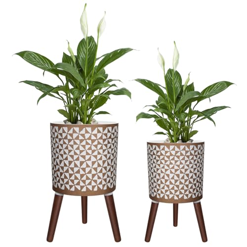 Large Modern Standing Planters for Indoor Outdoor Plants with Drainage Holes