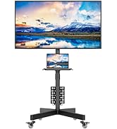 BONTEC Rolling TV Stand for 32-75 Inch TVs, Height Adjustable Mobile TV Cart on Wheels, Heavy Dut...